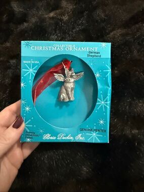 German Shepherd Gloria Duchin Collectible Pewter Christmas Ornament Dog Angel